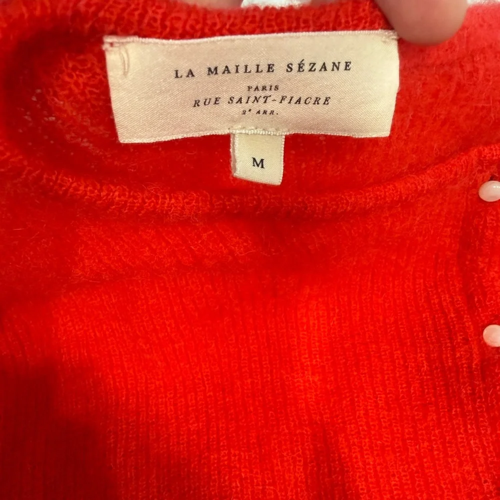 Sezane Gaspars Red Button Soft Cardigan Mohair Alpaca Sz M - Picture 8 of 11